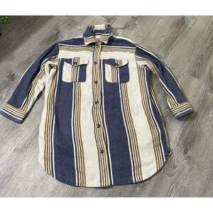 Aerie Striped Beachy Coastal Shacket Button Down